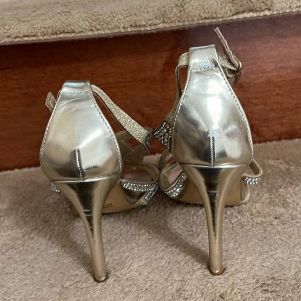 Rhinestone Open Toe Heels Sandals Size 7 - Picture 4 of 9
